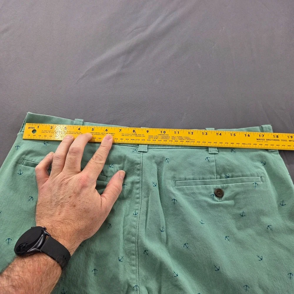 J Crew Men's 35 Green Nautical Anchor Classic Chino Shorts 9